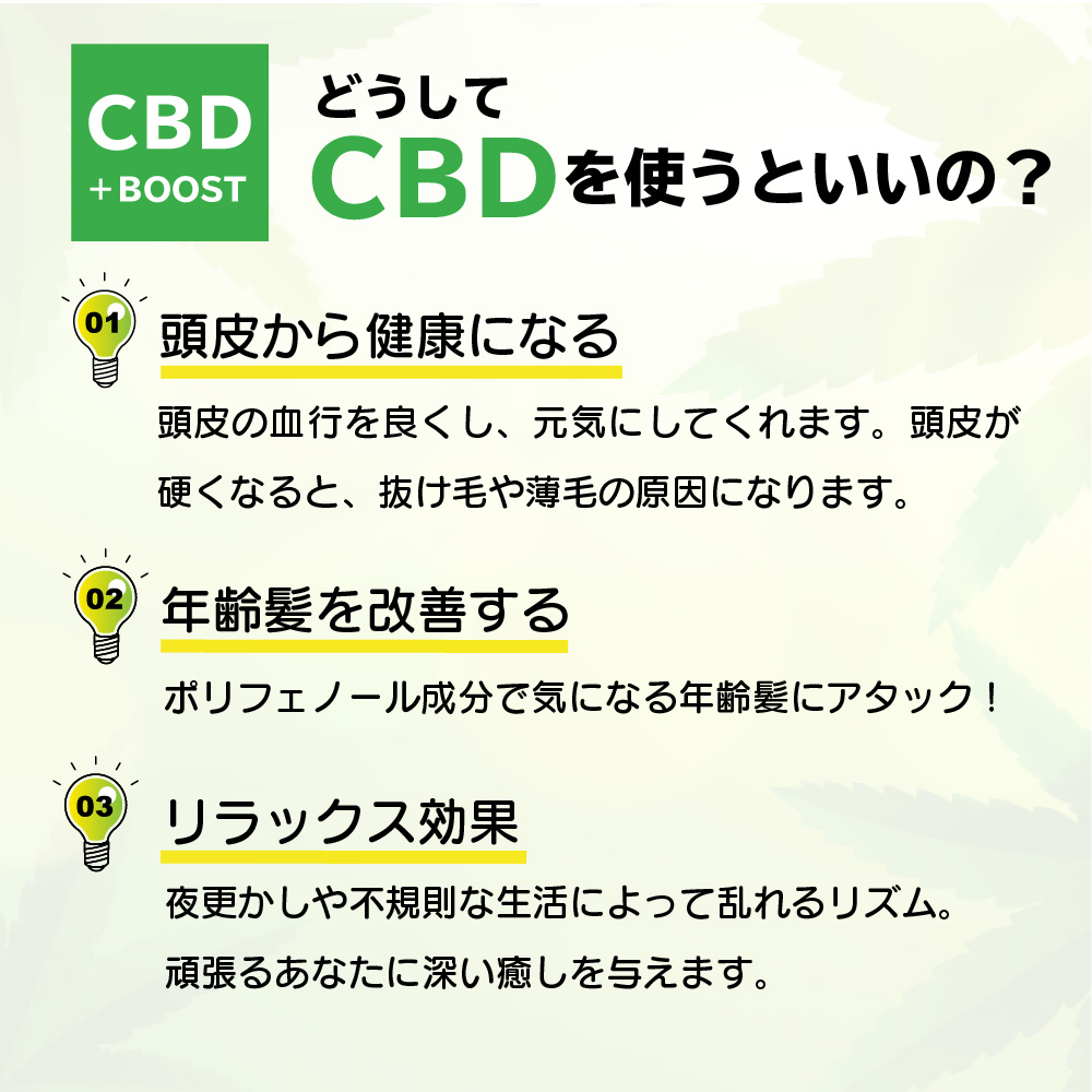 シグネチャーシャンプー1本購入でCBDブースト+2袋プレゼント！　頭皮から健康に